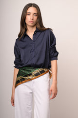 Camicia in raso blu notte
