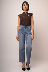 Jeans wide-leg in denim azzurro