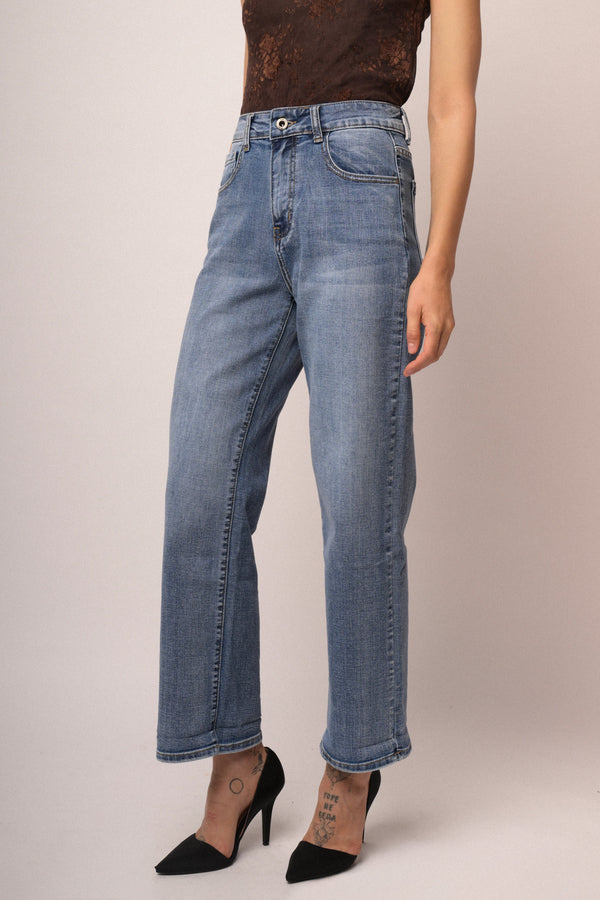Jeans wide-leg in denim azzurro