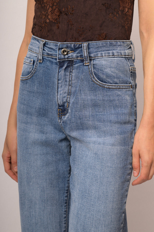 Jeans wide-leg in denim azzurro