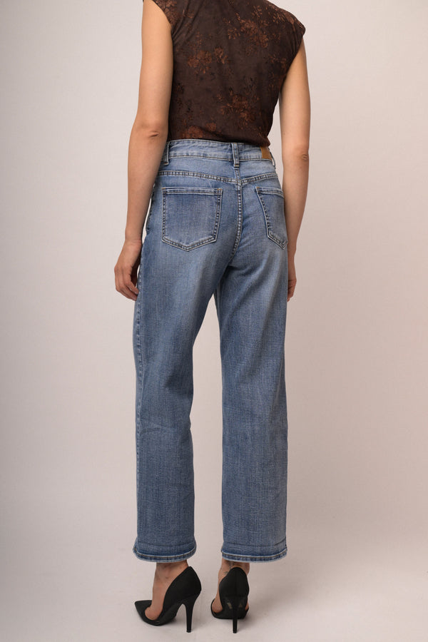 Jeans wide-leg in denim azzurro