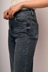 Jeans con decorazione stelle e strass
