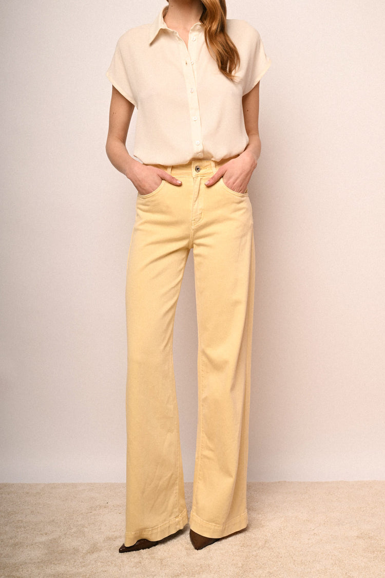 Pantaloni wide-leg in drill