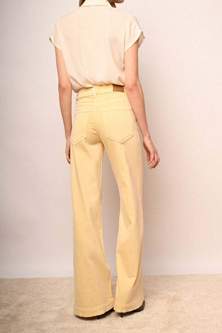 Pantaloni wide-leg in drill