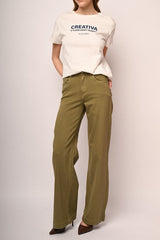 Pantaloni wide-leg in drill