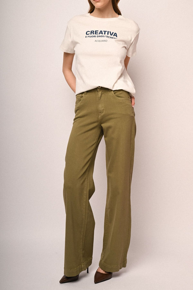 Pantaloni wide-leg in drill