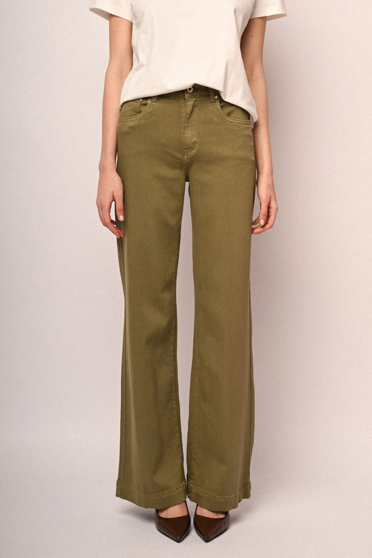 Pantaloni wide-leg in drill