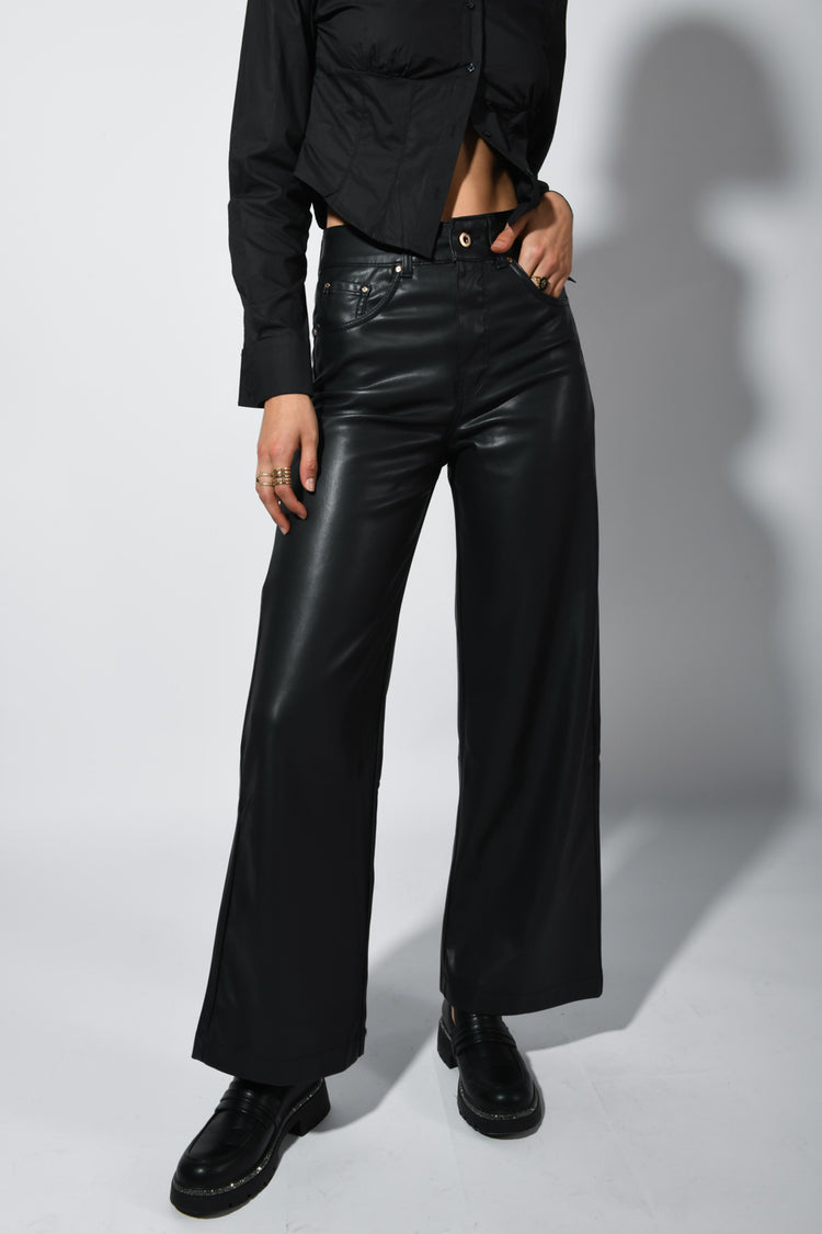 Pantaloni palazzo in similpelle