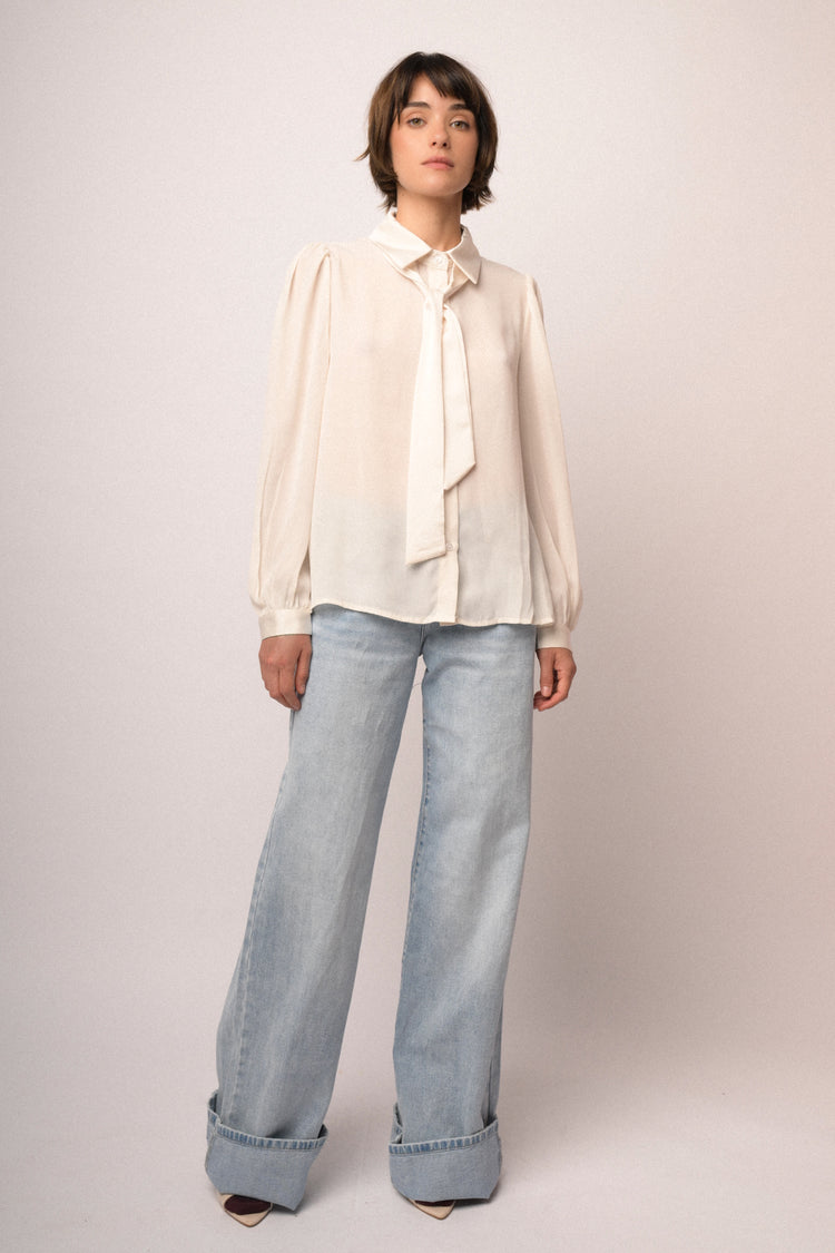 Jeans palazzo in denim azzurro