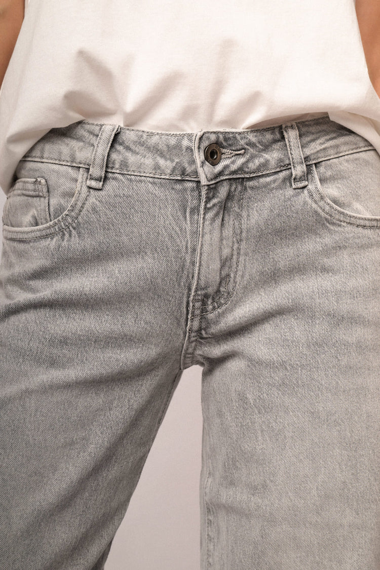 Jeans wide-leg in denim grigio