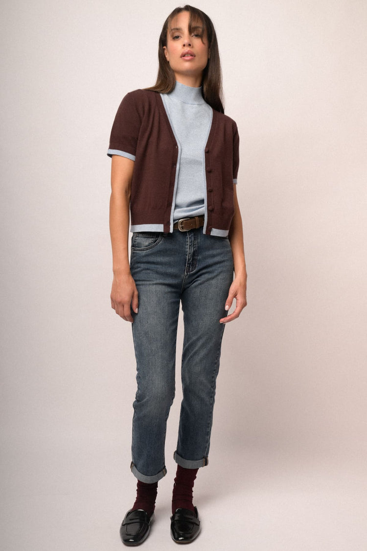 Jeans regular-fit in denim blu con cintura