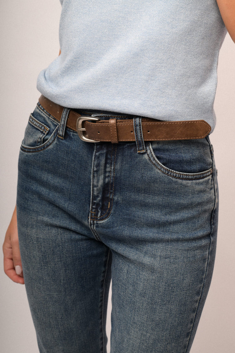 Jeans regular-fit in denim blu con cintura
