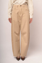 Jeans barrel-leg in drill beige