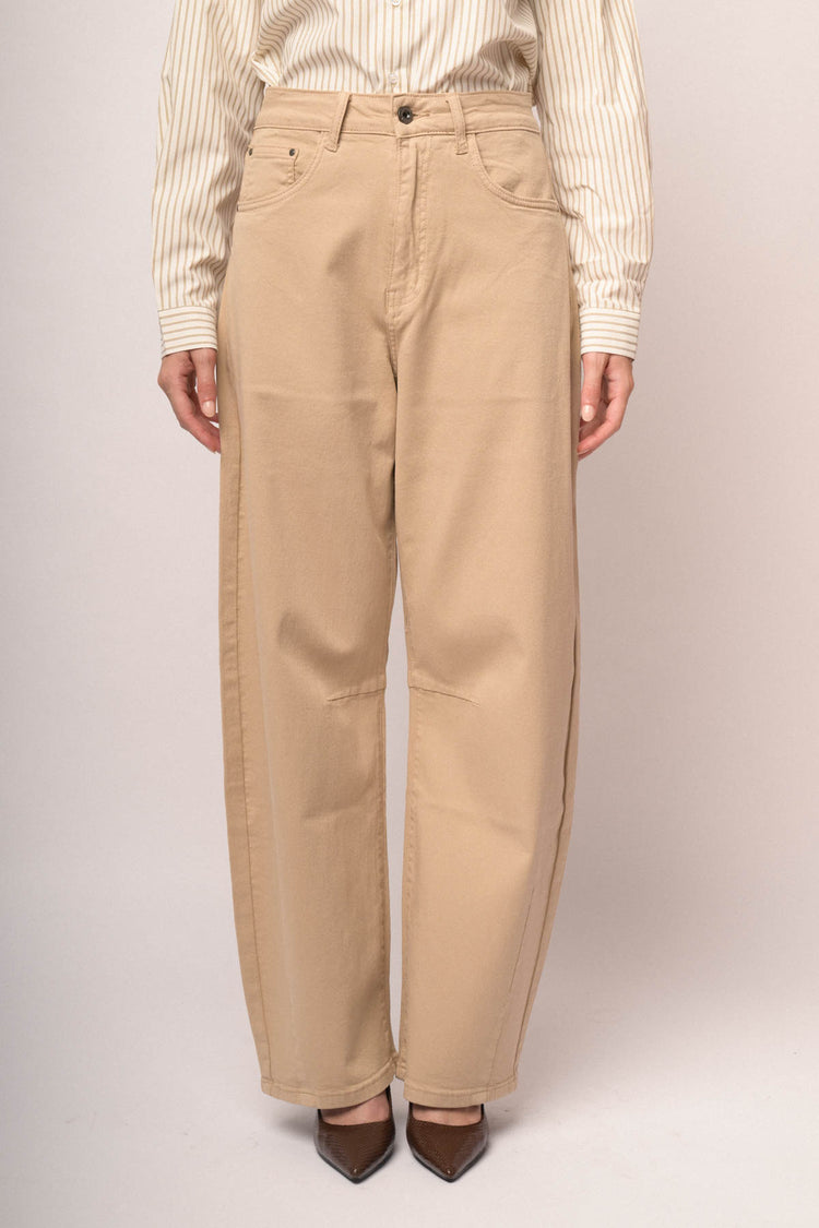 Jeans barrel-leg in drill beige