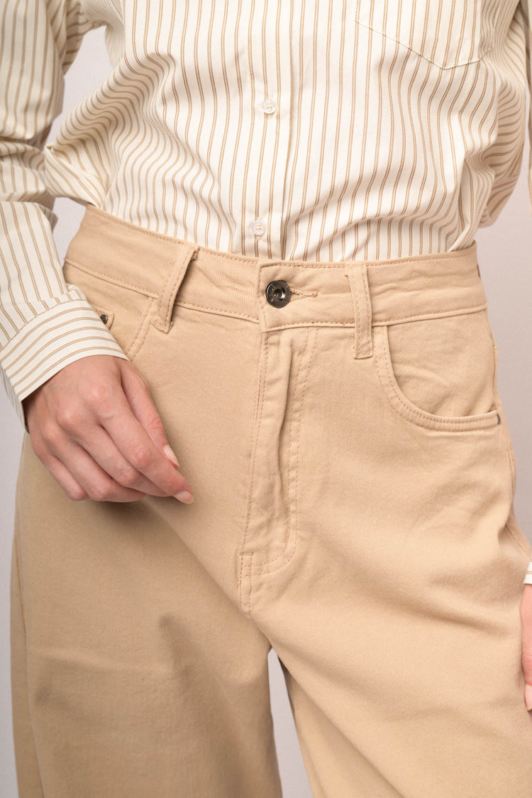 Jeans barrel-leg in drill beige