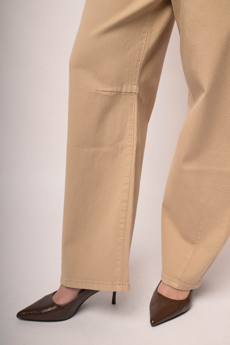 Jeans barrel-leg in drill beige