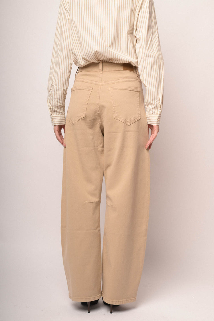 Jeans barrel-leg in drill beige
