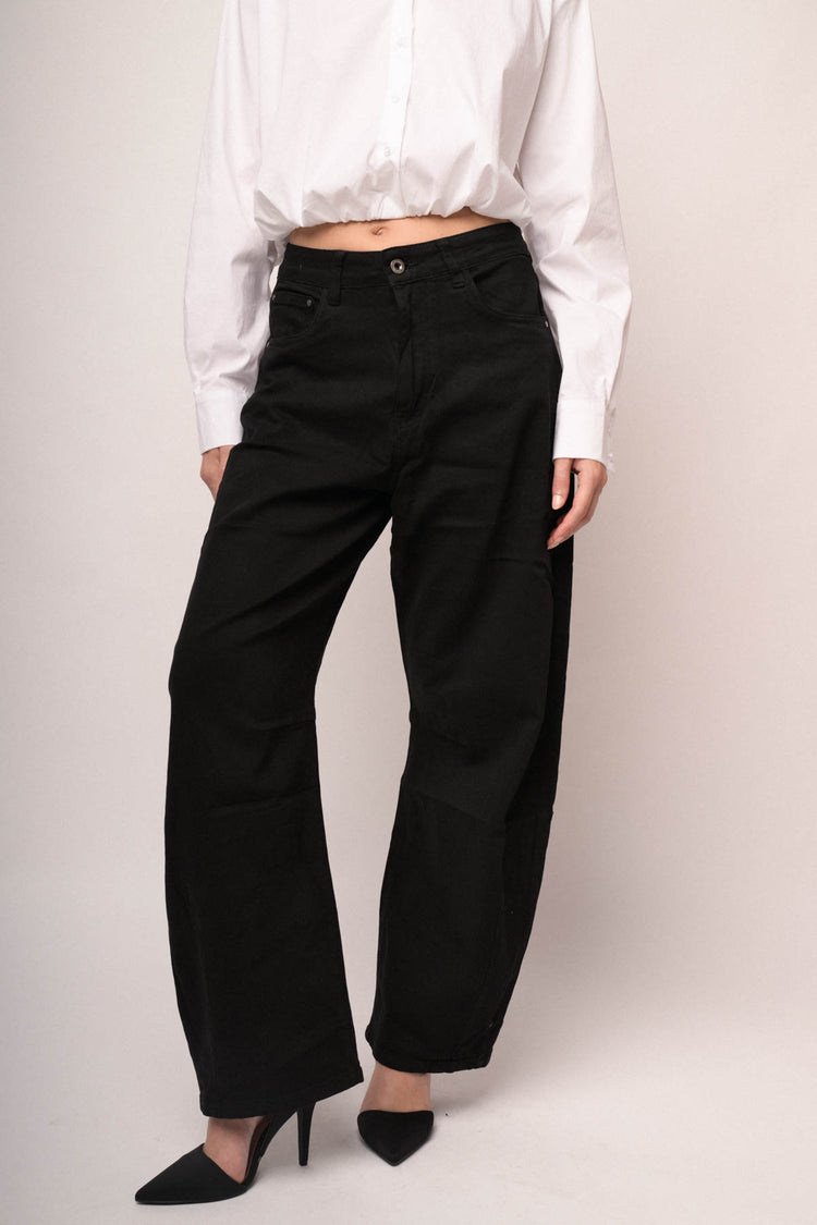 Jeans barrel-leg in drill nero