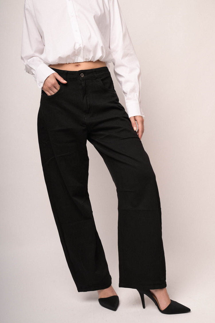 Jeans barrel-leg in drill nero