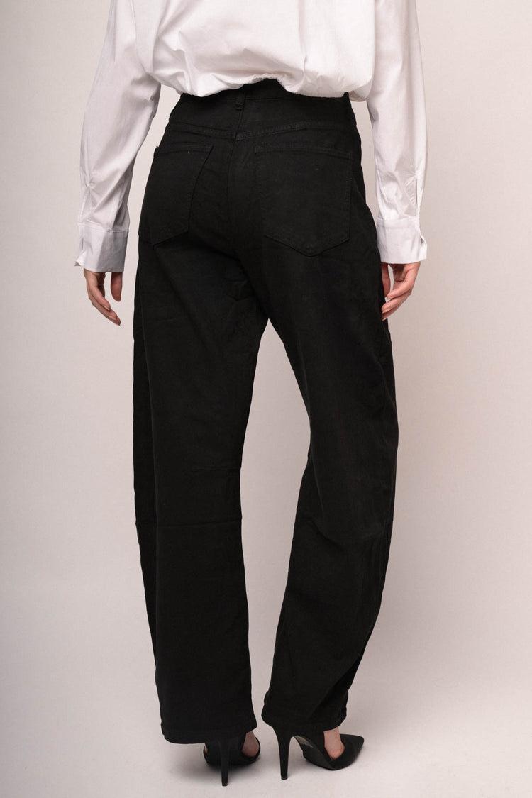 Jeans barrel-leg in drill nero