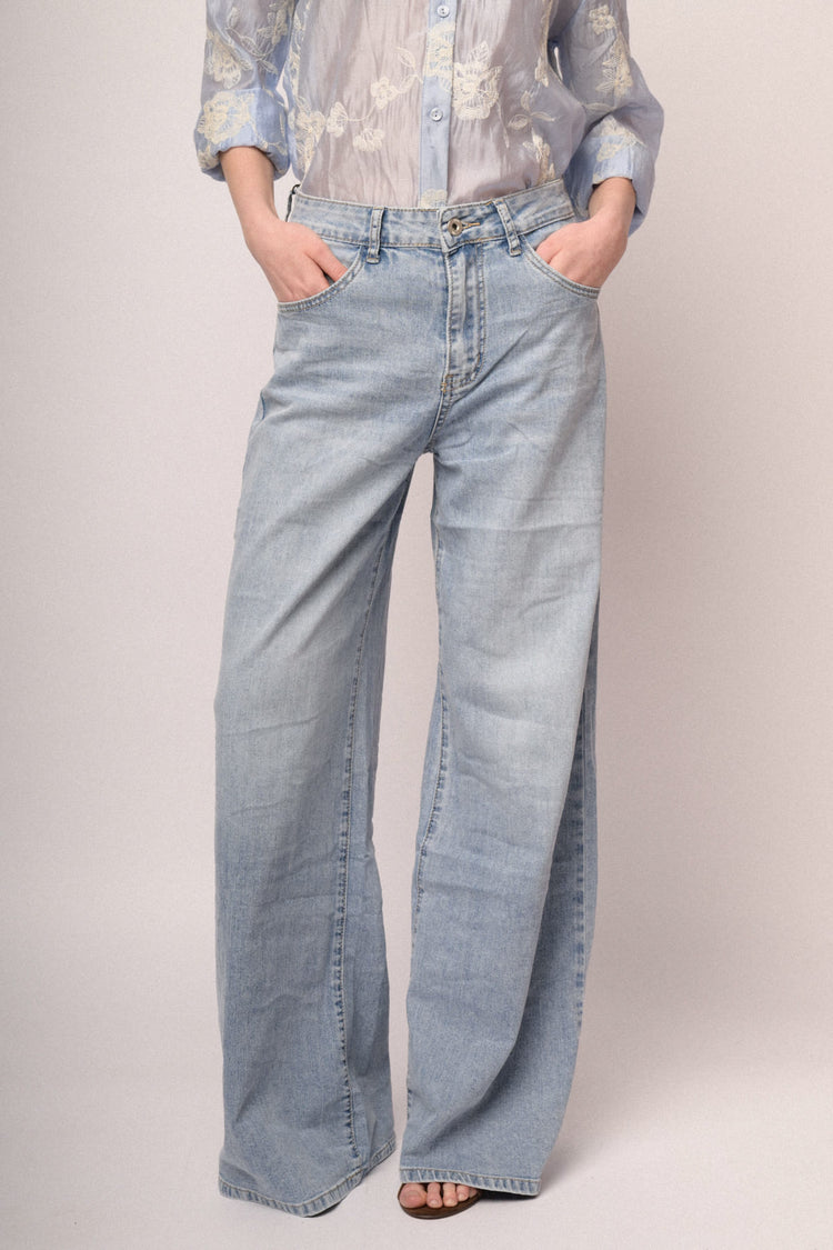 Jeans wide-leg in denim azzurro