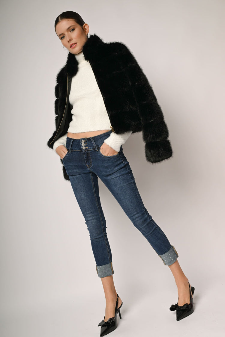 Jeans skinny con strass allorlo