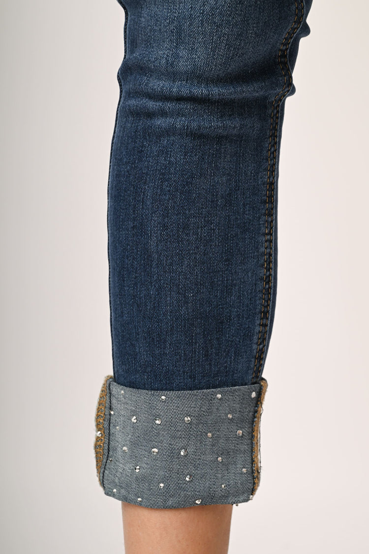 Jeans skinny con strass allorlo