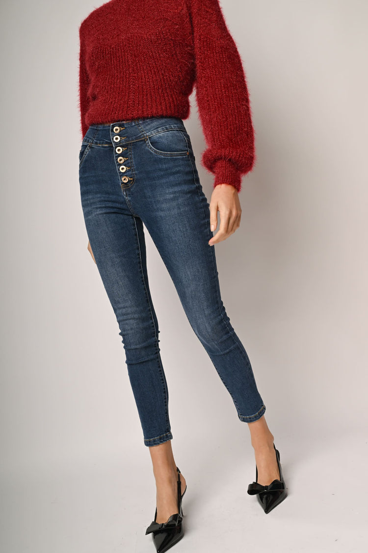 Jeans skinny con bottoni