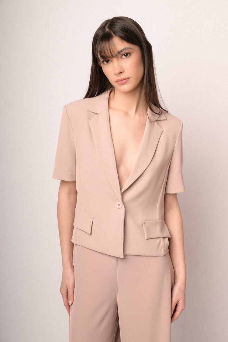 Blazer fluido a maniche corte rosa pastello