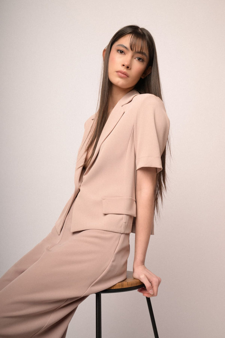 Blazer fluido a maniche corte rosa pastello