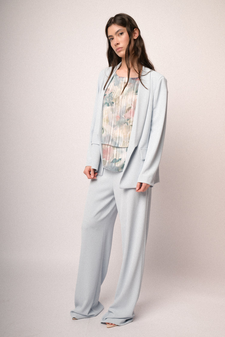Pantaloni fluidi wide-leg celeste