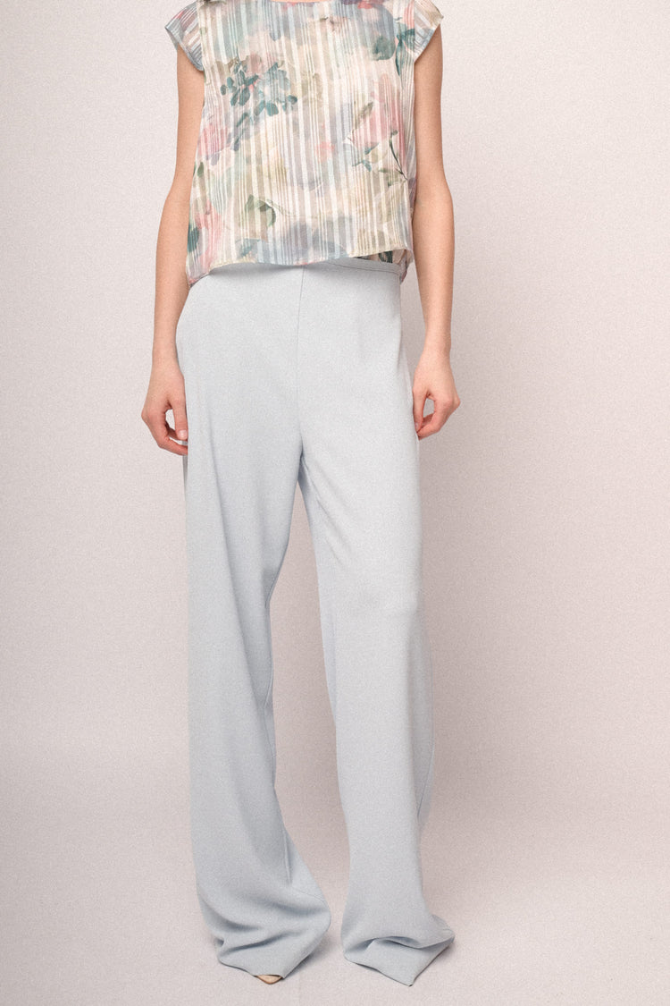 Pantaloni fluidi wide-leg celeste