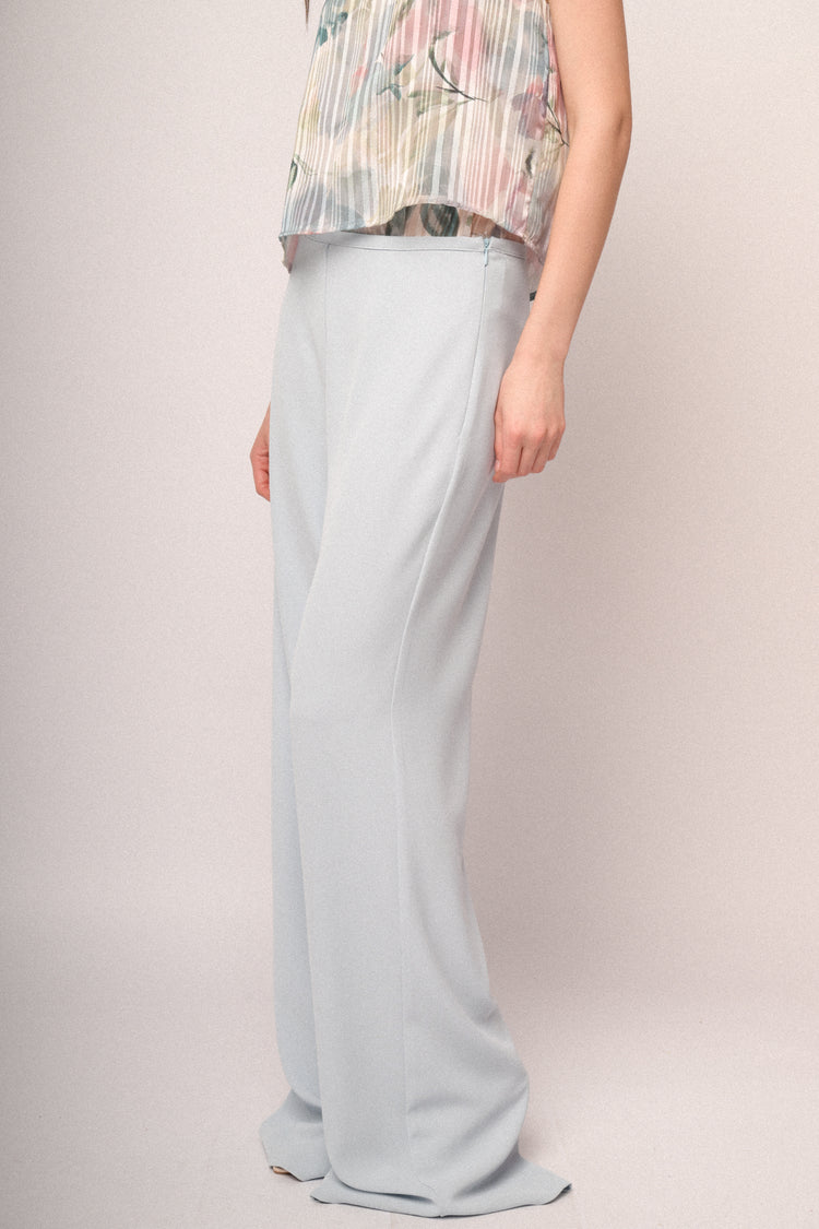 Pantaloni fluidi wide-leg celeste