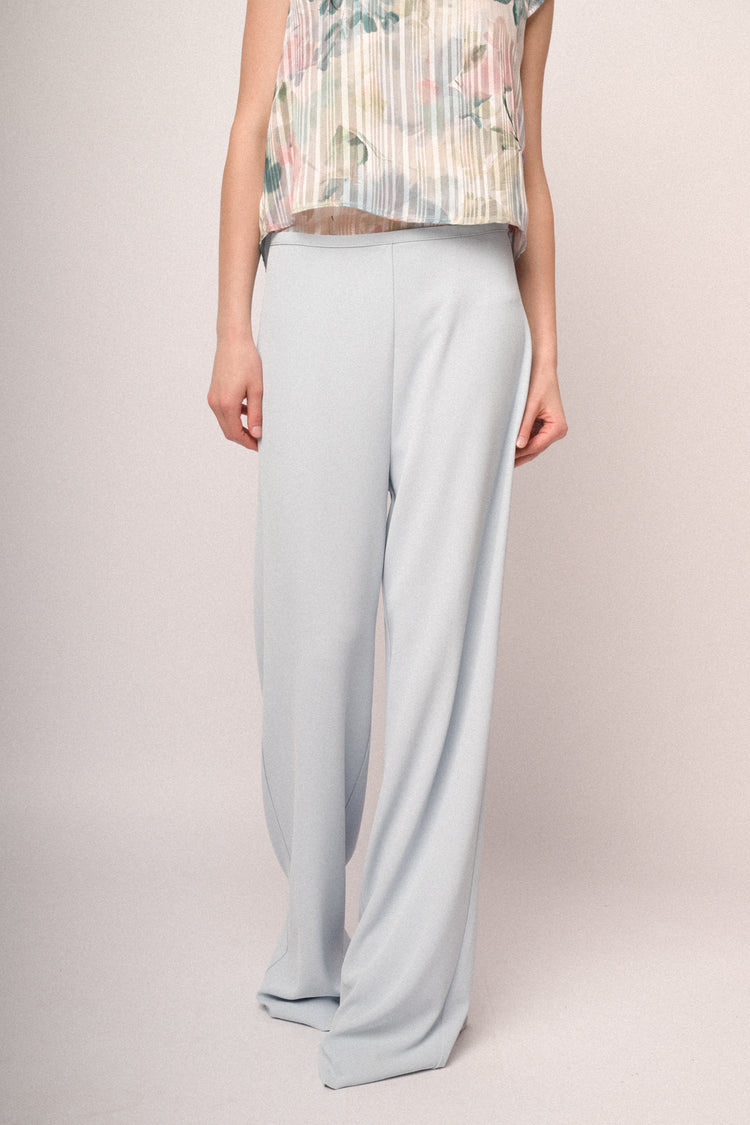 Pantaloni fluidi wide-leg celeste