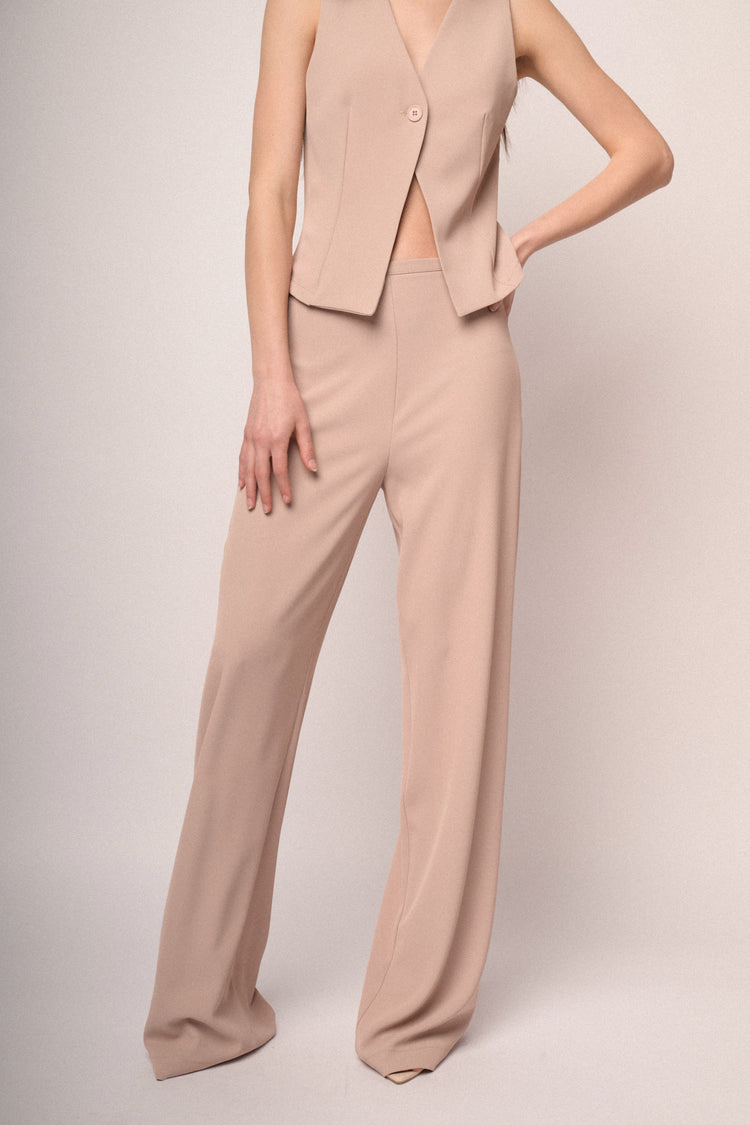 Pantaloni fluidi wide-leg rosa pastello