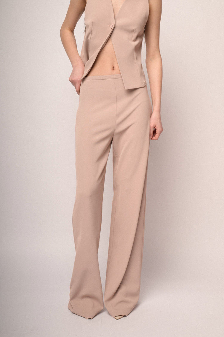 Pantaloni fluidi wide-leg rosa pastello