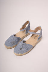 Espadrillas flat in crochet blu denim