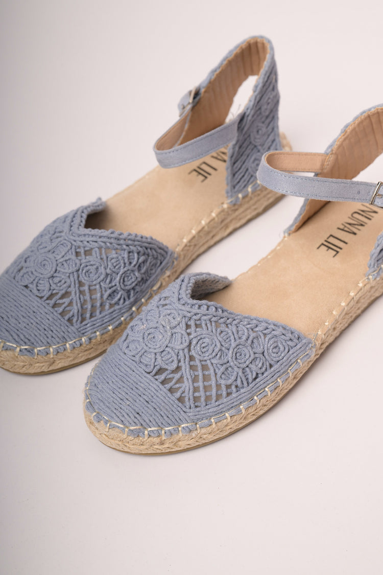 Espadrillas flat in crochet blu denim