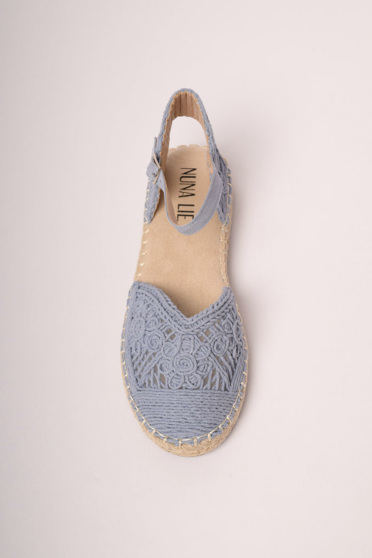 Espadrillas flat in crochet blu denim