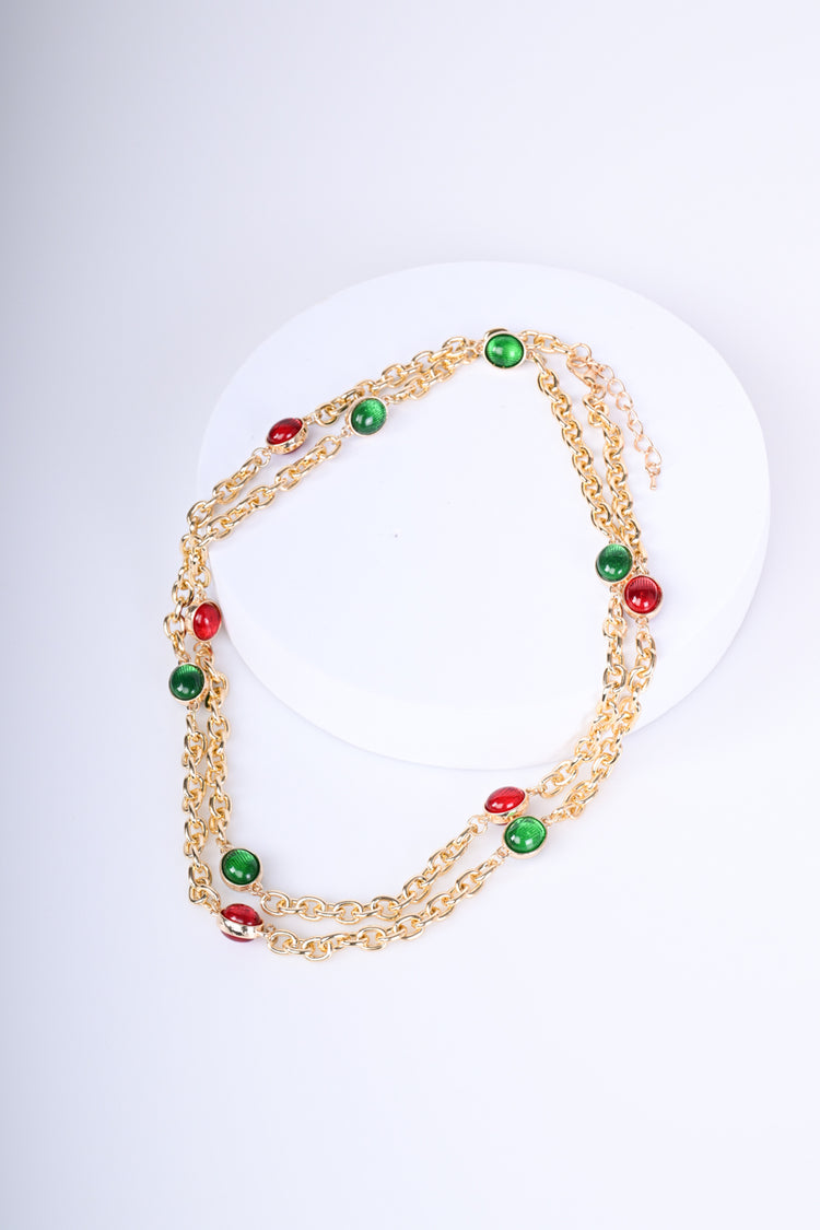Collana a doppia catenella con pietre