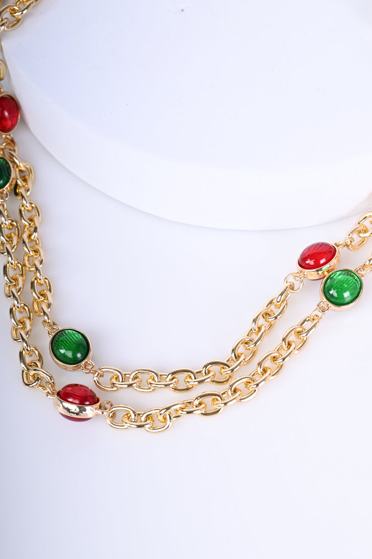 Collana a doppia catenella con pietre