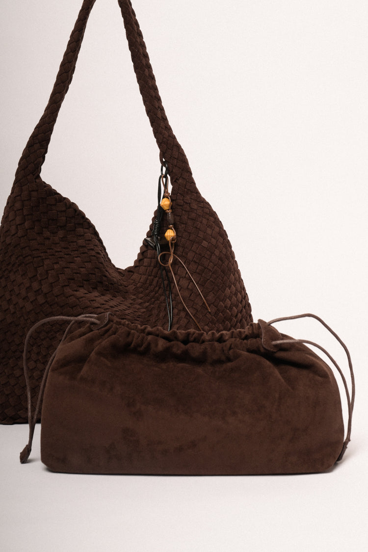 Borsa a spalla con trama intreccio