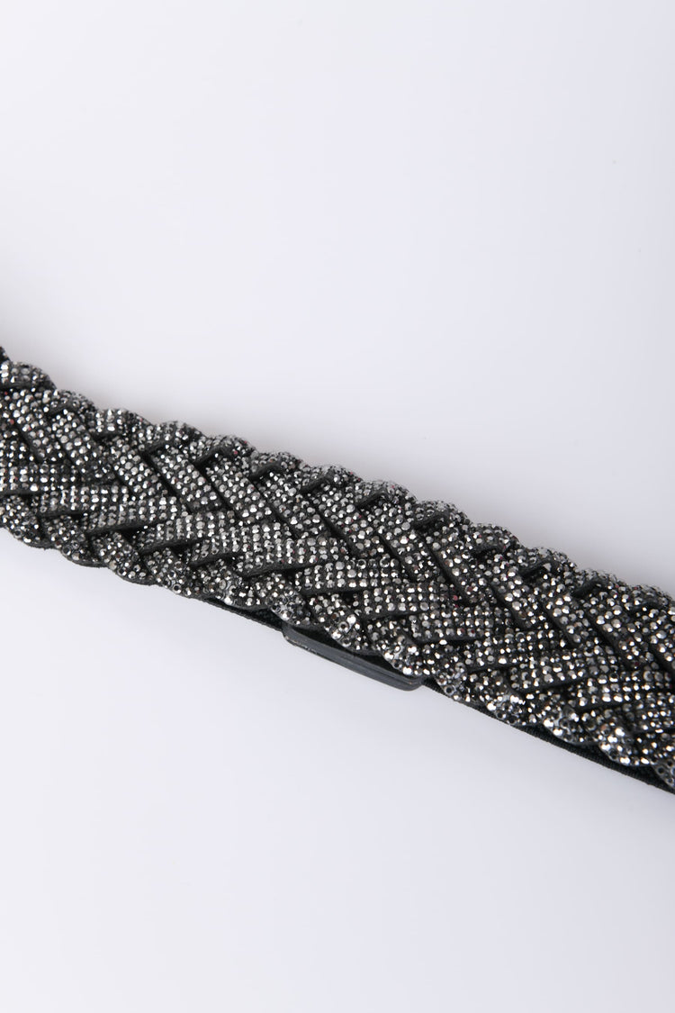 Cintura elastica con strass a intreccio