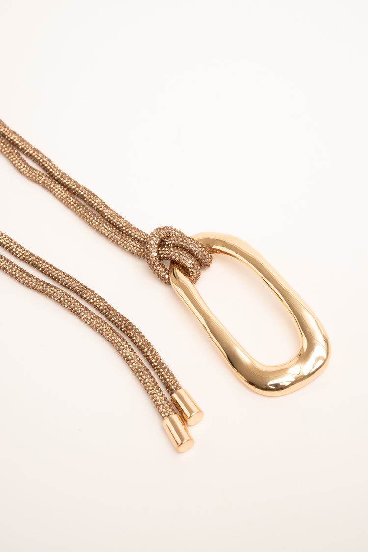 Cintura sottile ad anello con strass oro