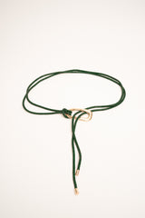 Cintura sottile verde ad anello con strass