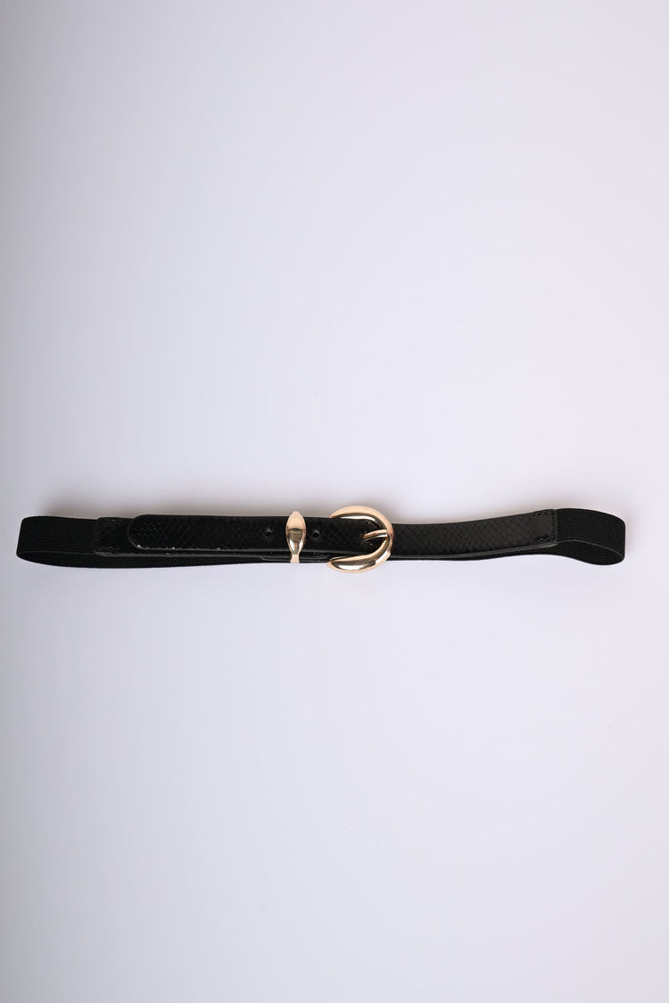 Cintura in tessuto stretch e similpelle