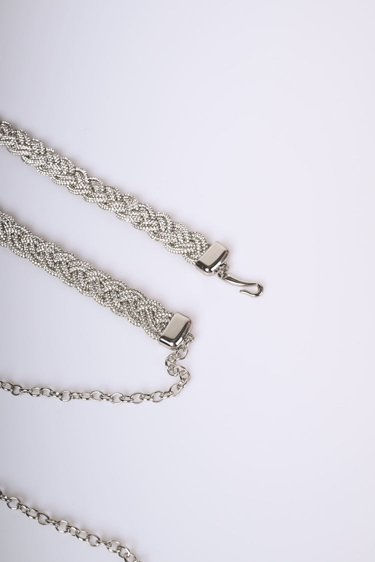 Cintura gioiello intrecciata con strass