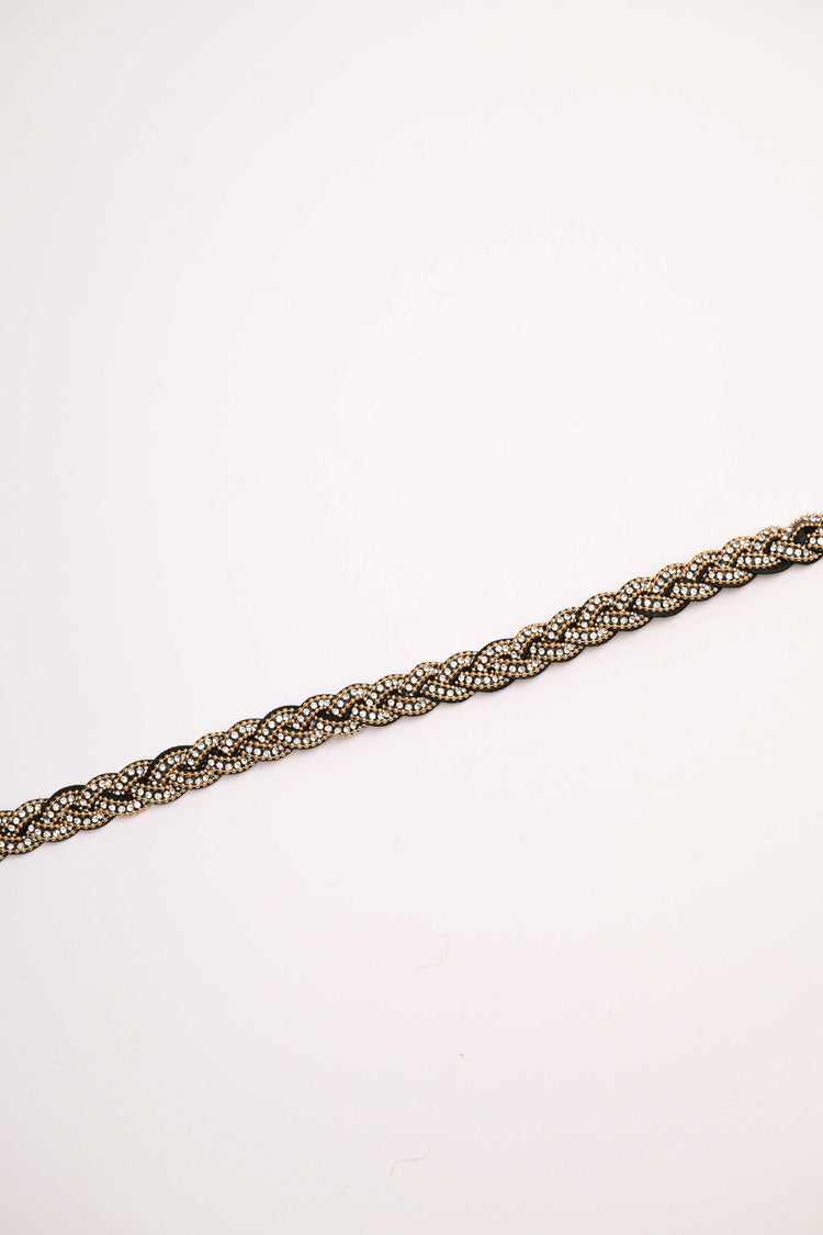 Cintura sottile intrecciata con strass