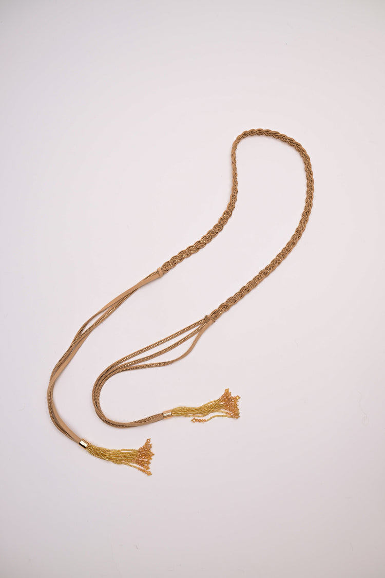 Cintura sottile intrecciata con strass