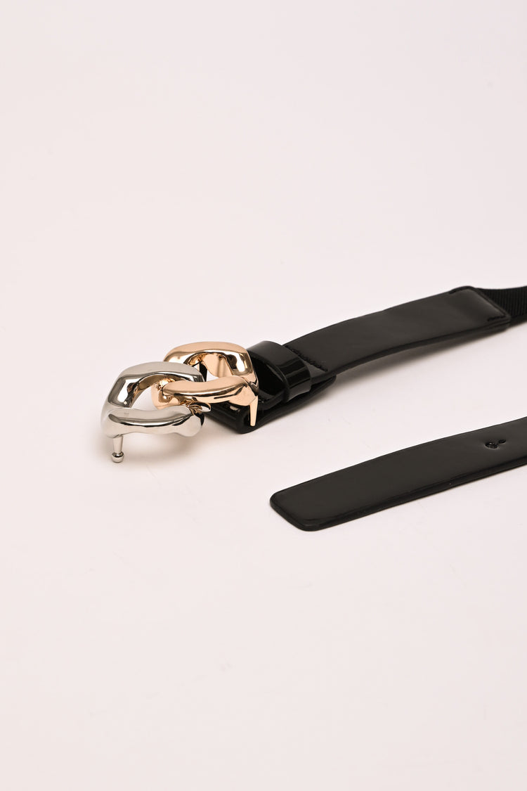 Cintura sottile elastica con fibbia intrecciata
